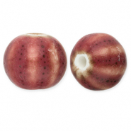 Perles en c&eacute;ramique avec ray&eacute;es 12mm Mauve fonc&eacute;