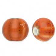 Perles en céramique avec rayées 12mm Orange foncé