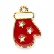 Breloques en acier Inox gant Dor&eacute;-rouge-blanc