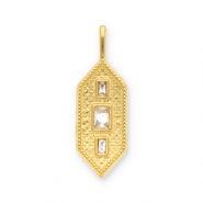 Breloques en acier Inox hexagone Dor&eacute;-transparent