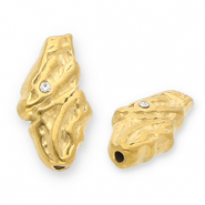 Perles en acier Inox irrégulier avec strass Doré-transparent