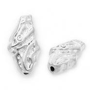 Perles en acier Inox irrégulier avec strass Argenté-transparent
