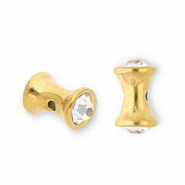 Perles en acier Inox diabolo avec strass Doré-transparent