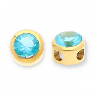 Perles en acier Inox disque Heishi avec strass Doré-bleu