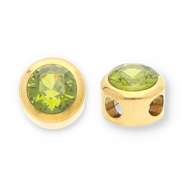 Perles en acier Inox disque Heishi avec strass Doré-verte olive