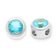 Perles en acier Inox disque Heishi avec strass Argenté-bleu