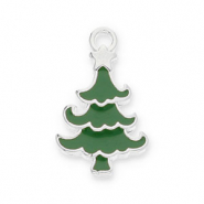 Breloques en m&eacute;tal DQ sapin de No&euml;l Argent&eacute; antique-vert fonce (sans nickel)