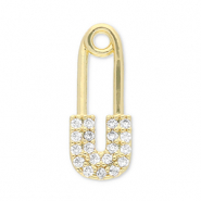 M&eacute;tal TQ laiton breloques goupille de s&eacute;curit&eacute; Dor&eacute;-transparent