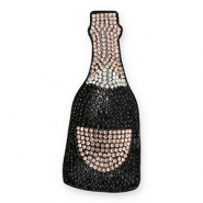Pendentifs accroche-regard avec strass bouteille champagne Noir-doré rosé-cristal