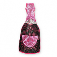Pendentifs accroche-regard avec strass bouteille champagne Noir-rose-cristal-rose foncé