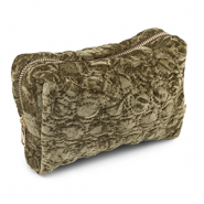 BY31&reg; Trousse en velours avec des cercles cousus Marron olive