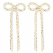 M&eacute;tal TQ laiton boucles d'oreilles / puces d&rsquo;oreilles avec strass n&oelig;ud Dor&eacute;-cristal