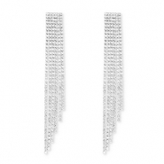 Boucles d'oreilles / puces d&rsquo;oreilles en laiton Eco-brass&reg; avec strass Argent&eacute;-cristal