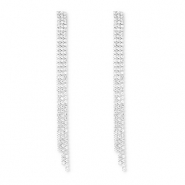 Boucles d'oreilles / puces d&rsquo;oreilles en laiton Eco-brass&reg; avec strass Argent&eacute;-cristal
