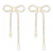 Boucles d'oreilles / puces d&rsquo;oreilles en laiton Eco-brass&reg; avec strass n&oelig;ud Dor&eacute;-cristal