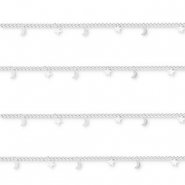 Appr&ecirc;ts en acier Inox cha&icirc;ne maille jaseron avec lune et &eacute;toile Argent&eacute;