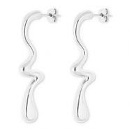 Boucles d'oreilles / puces en acier Inox goutte Argent&eacute;