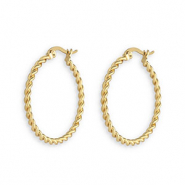 Boucles d'oreilles en acier inox créoles torsadé Doré
