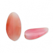 Pierres naturelles perles Calcédoine & Quartz ovale Rouge corail-transparent