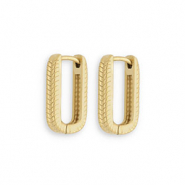 Boucles d'oreilles / puces en acier Inox ovale Dor&eacute;