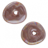 Perles en céramique DQ grecque donut Mauve foncé