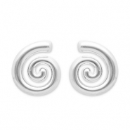 Boucles d'oreilles puces en acier Inox spirale Argent&eacute;