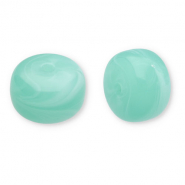 Perles acryliques disque Vert turquoise-blanc