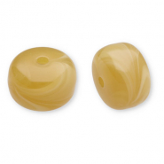 Perles acryliques disque Jaune ocre-blanc