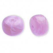 Perles acryliques disque Lilas-blanc
