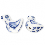 Perles en c&eacute;ramique canard Blanc cass&eacute;-bleu de Delft