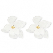Boucles d'oreilles&nbsp;/&nbsp;puces r&eacute;sine tendance fleur Blanc-dor&eacute;
