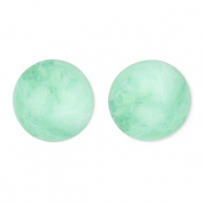 Perles acryliques 16 mm rond Vert menthe-marbr&eacute;