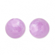 Perles acryliques 12 mm rond Violet lavande-marbr&eacute;