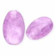 Perles acryliques oblong ovale Violet lavande-marbr&eacute;