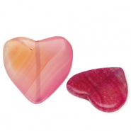 Pierres naturelles perles Quartz coeur craquelé Transparent rose fuchsia