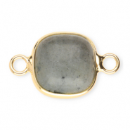 Pierres naturelles pendentifs connecteur 12x12&nbsp;mm Gris-dor&eacute;