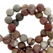 Pierres naturelles Rhodonite, Jaspe, Jaspe Dalmatien et Calc&eacute;doine 6mm Rouge pierre multicolore-marron