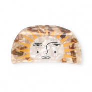 Accessoires pour cheveux pince &agrave; cheveux soleil avec visage Marron nacr&eacute;-blanc nacr&eacute;-ocre