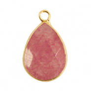 Pierres naturelles pendentifs goutte Rose corail-doré