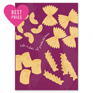 BY31&reg; Cartes &agrave; bijoux "Life is full of pasta-bilities" Violet magenta-jaune