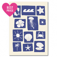 BY31&reg; Cartes &agrave; bijoux nature Blanc-bleu