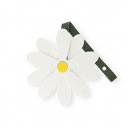 Pendentifs accroche-regard fleur Blanc-jaune-vert fonce