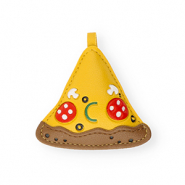 Pendentifs accroche-regard pizza Jaune fonc&eacute;-marron-rouge-blanc