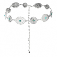 Chaînes de taille bohème Argenté-turquoise