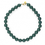 BY31&reg; Colliers en perles acryliques 16mm brillant Mediterranea vert 19-4517 TCX-dor&eacute;