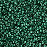 Perles de rocailles 8/0 (3 mm) Vert sarcelle brillance métallique