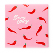 BY31&reg; Carreau avec texte "Born spicy" Rose-rouge-vert-blanc