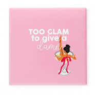 BY31&reg; Carreau avec texte "Too glam to give a damn" Rose-blanc-rouge-noir