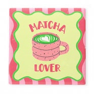 BY31&reg; Carreau avec texte "Matcha lover" Vert-rose-blanc-noir