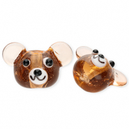 Perles en verre à la main ourson Marron transparent-blanc-noir